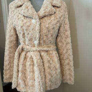 Sisters Outerwear Faux Fur Rose Swirl Coat